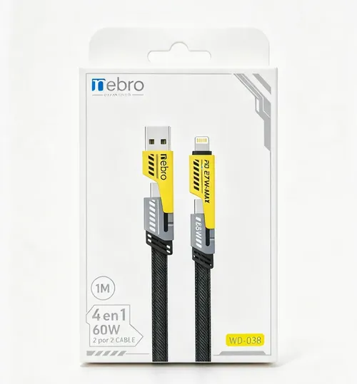 Cable 4 en 1 Trenzado Nebro WD-038 — 60W, 1 Metro
