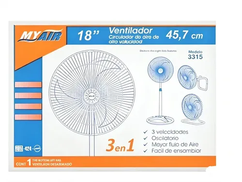 VENTILADOR MYTEC 3 en 1 18 Pulgadas