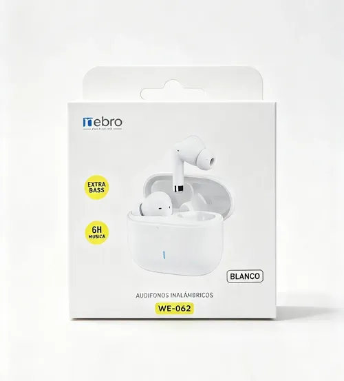 Audífonos Inalámbricos Nebro WE-062 — Extra Bass, Color Blanco