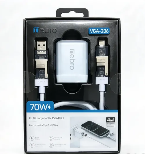 Kit de Cargador de Pared GaN 4 en 1
